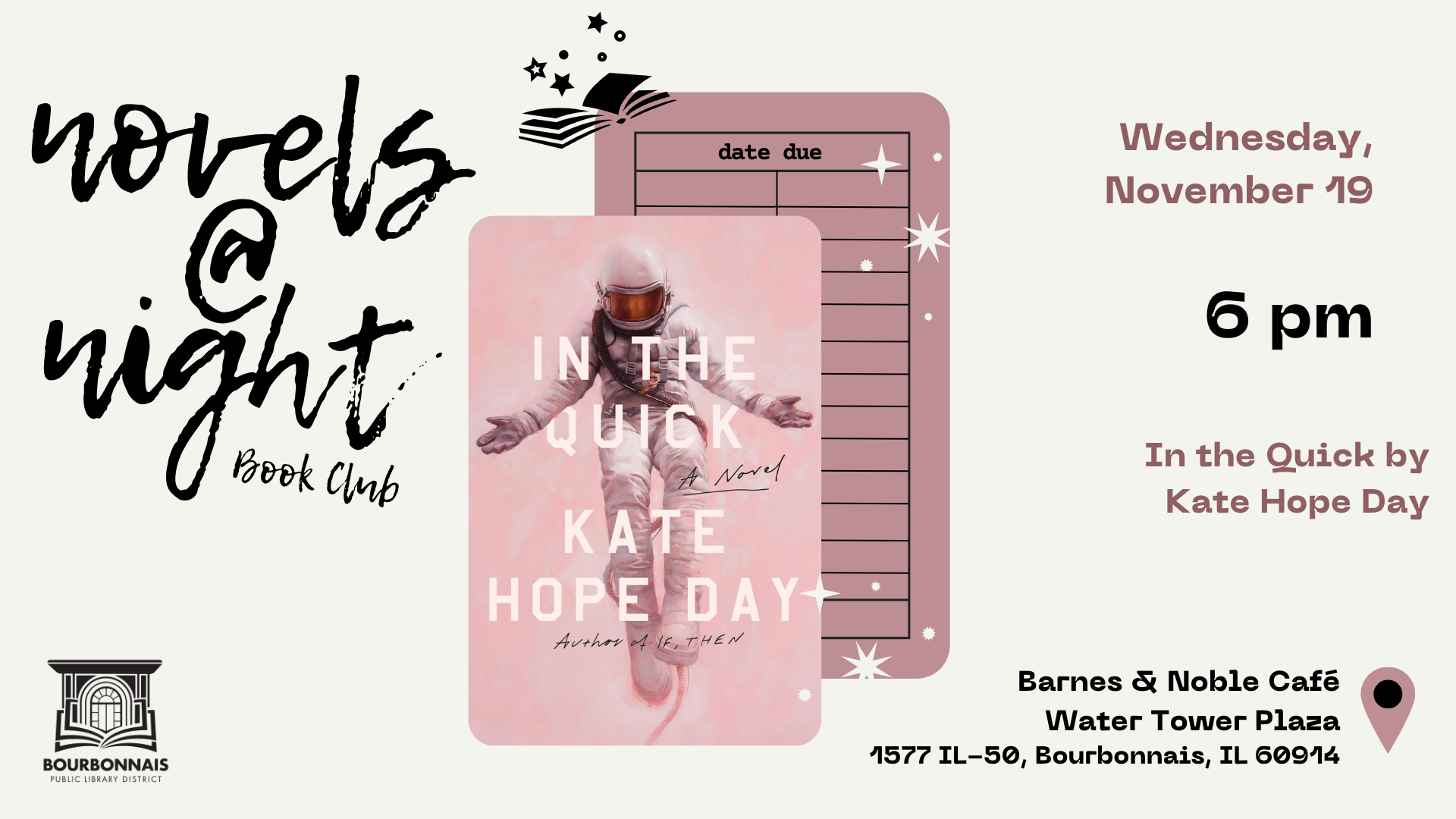 Library due date slip and book cover for In the Quick
