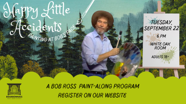 Bob Ross painting at an easel